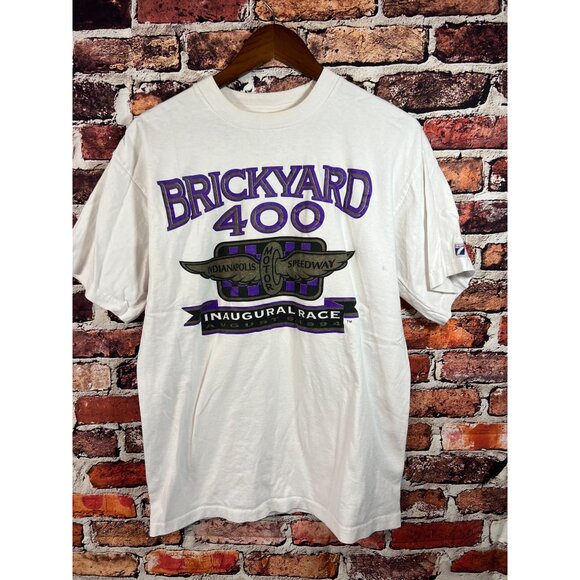 Vintage Logo 7 Brickyard 400 Inaugural Race White T-shirt I3 - Picture 1 of 6